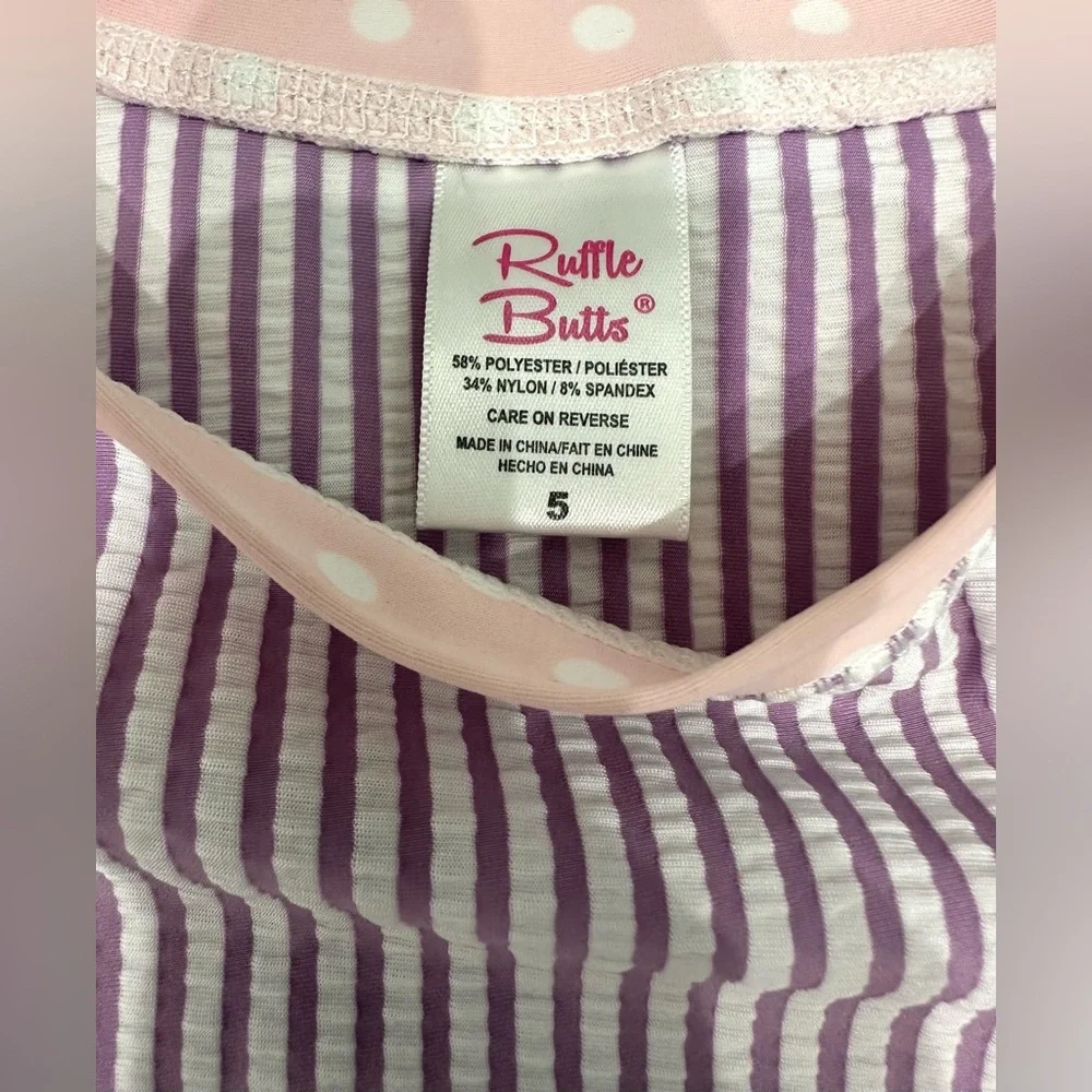Ruffle Butts‎ • Purple Stripes  Long-Sleeve Rash Guard top- Girls Size 5